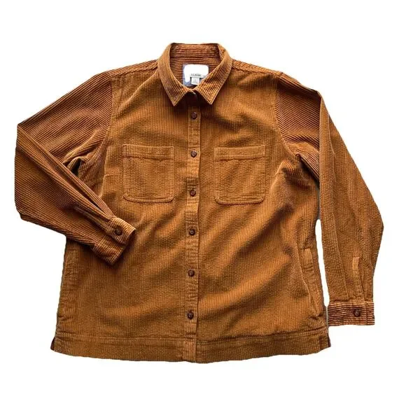 L.L. Bean Womens L Comfort Cord Shirt Jacket Brown Corduroy Button Front Shacket - Picture 1 of 10